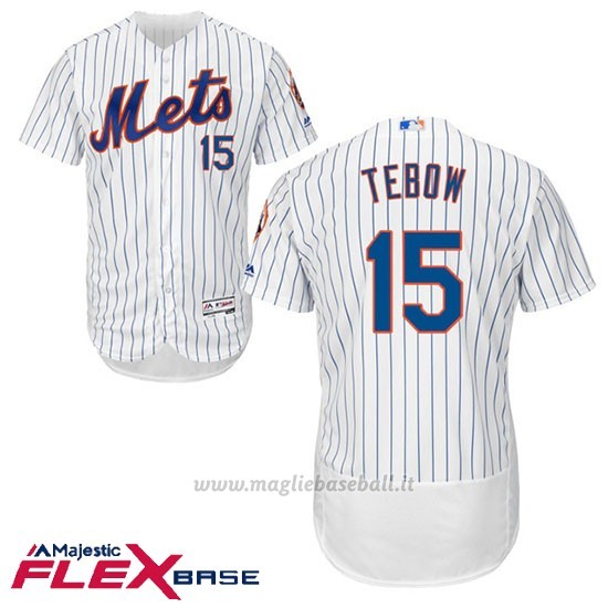 Maglia Baseball Uomo New York Mets 15 Tim Tebow Bianco Flex Base